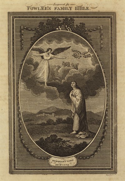 Visione di Zaccaria, Zaccaria, Capitolo 1, Versetto 18 (incisione) da English School