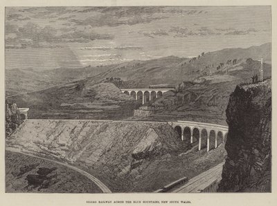 Ferrovia a zigzag attraverso le Blue Mountains, Nuovo Galles del Sud (incisione) da English School