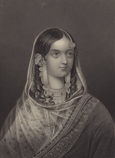Zinat Mahal, moglie favorita di Bahadur Shah II, ultimo imperatore Mughal (incisione) da English School