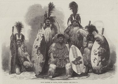 Zulu Kaffirs del Natal, Sudafrica (incisione) da English School
