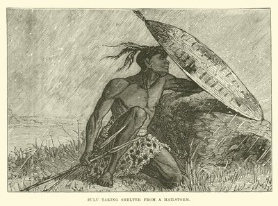 Zulu che si ripara da una grandinata da English School