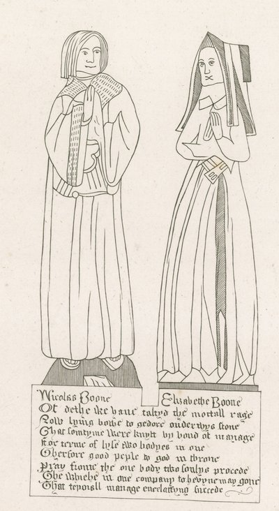Statua, tomba di Nicholas Boone e Elizabeth Boone da English School