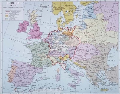 Europa nel 1519, da un atlante moderno, pub. da George Philip & Son, Ltd da English School English School