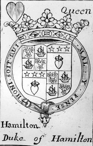 Carta da gioco raffigurante lo stemma del Duca di Hamilton da English School English School