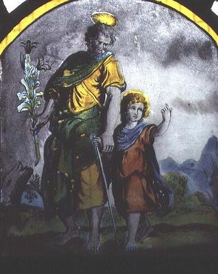Vetrata raffigurante Giuseppe e il Santo Bambino da English School English School