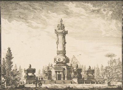 Elevazione in prospettiva di una colonna funeraria destinata per la sepoltura..., 1746-50 da Ennemond Alexandre Petitot