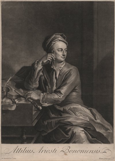 Attilus Ariosti Bononiensis, inciso da John Simon (1675-1751), 1719 (mezzotinto) da Enoch Seeman