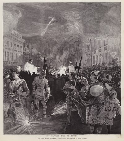 Processione del Giorno di Guy Fawkes a Lewes, Sussex, 5 novembre 1892 da Enoch Ward