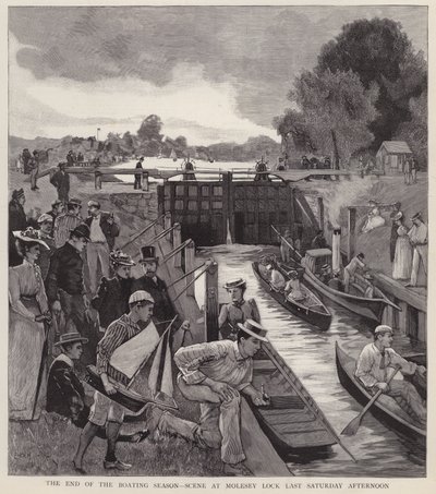 La fine della stagione nautica: scena a Molesey Lock sul fiume Tamigi, Surrey da Enoch Ward
