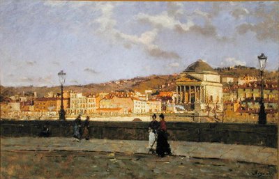 Quai lungo il fiume Po e la Chiesa della Grande Madre di Dio, Torino, 1882 da Enrico Reycend