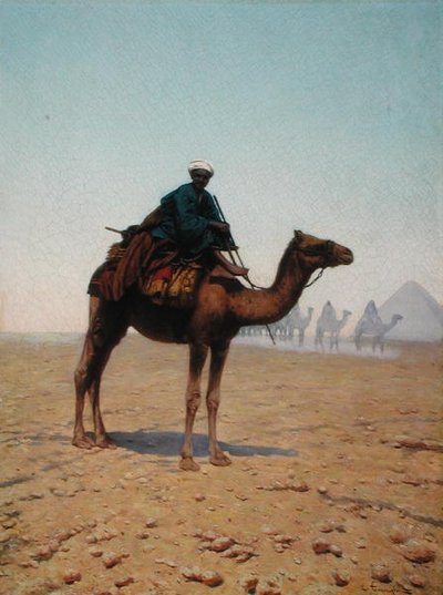 Una carovana che passa una piramide, c.1869 da Enrico Tarenghi