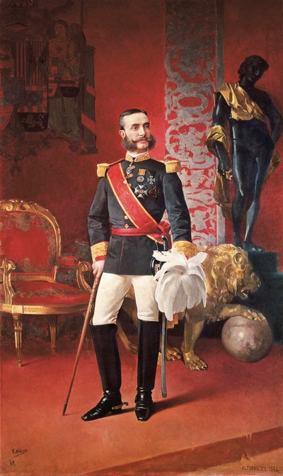 Ritratto del re di Spagna Alfonso XII (1857-1885) da Enrique Estevan y Vicente