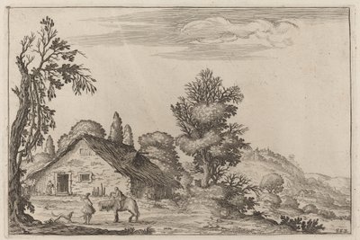 Paesaggio con un viaggiatore davanti a un cottage da Ercole Bazicaluva