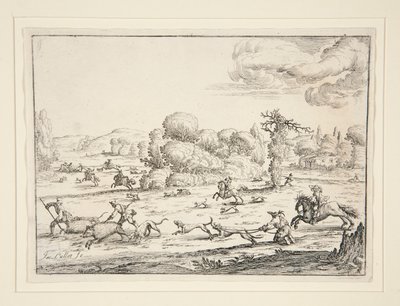 Scena di caccia: Vicino alla preda (dopo un disegno di Jacques Callot 1592-1635) da Ercole Bazzicaluva