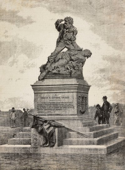 Monumento a Enrico e Giovanni Cairoli, patrioti italiani, gruppo in bronzo dello scultore Ercole Rosa, sul Pincio, Roma, Italia da Ercole Rosa