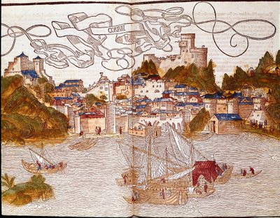 Il porto di Corfù in Grecia (pagina tratta dal libro di viaggio 