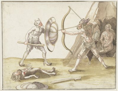 Combattimento tra due uomini selvaggi da Erhard Schon