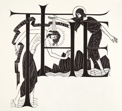 Il battesimo di Gesù da parte di Giovanni Battista dai Quattro Vangeli da Eric Gill