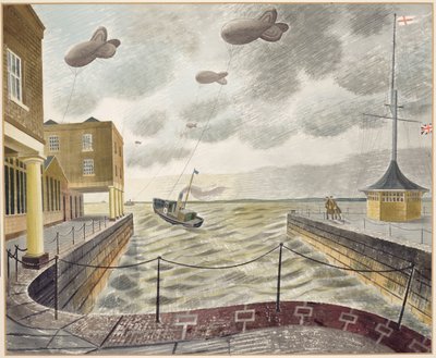 Palloni di sbarramento fuori da un porto britannico da Eric Ravilious