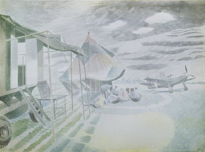 Mustang e tenda, c.1942 da Eric Ravilious