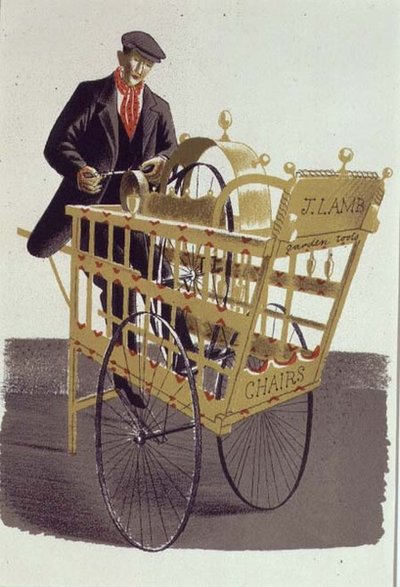 Il macinatore di coltelli, stampato dalla Curwen Press, da 