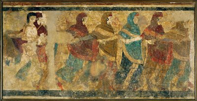 Riti funebri: un coro femminile che danza e canta nel corteo funebre da Erich Lessing