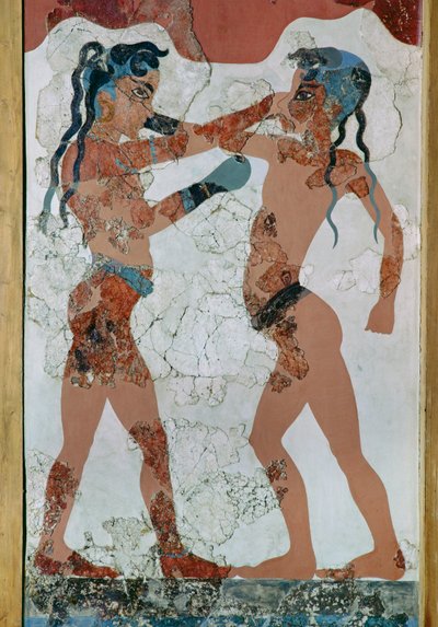 Due lottatori. Pittura murale dell