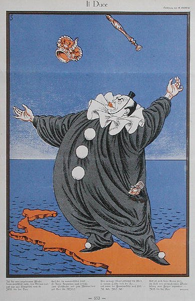 Caricatura di Benito Mussolini (1883-1945), da 