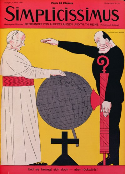 Papa Pio XI (1857-1939) e Mussolini (1883-1945) al tempo del Trattato del Laterano del 1929, copertina della rivista 