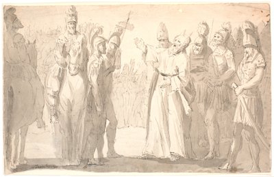 Scena figurativa con un santo, uomo cornuto tra soldati romani da Erik Pauelsen