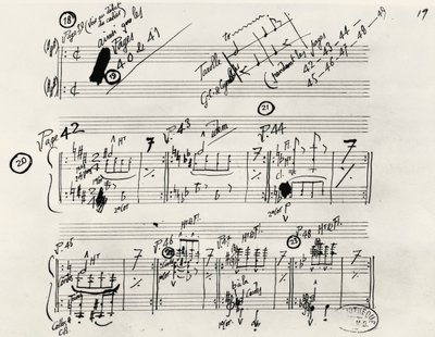 Manoscritto autografo di Parade da Erik Satie
