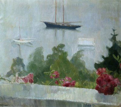 La barca, fiori sulla veranda da Erik Theodor Werenskiold