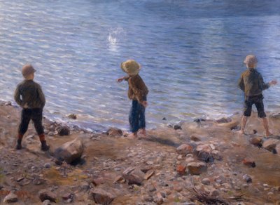 Tre ragazzi sulla spiaggia da Erik Theodor Werenskiold