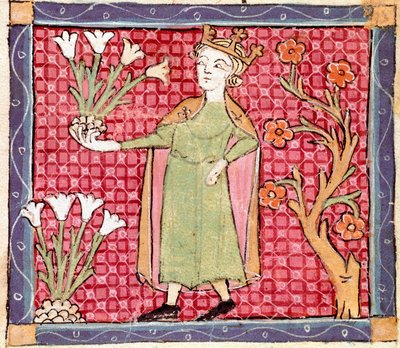 Aprile: raccolta di piante. Miniatura tratta da 