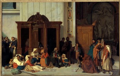 Un confessionale della Basilica di San Pietro a Roma, Domenica di Pasqua Dipinto di Emile Ernest Hillemacher 1847 Parigi, Museo d