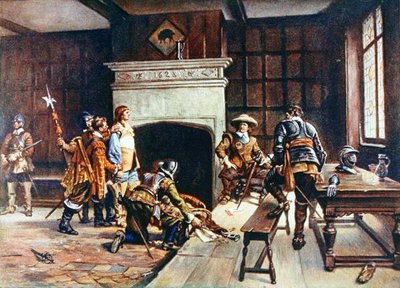 Oliver Cromwell (1599-1658) al Blue Boar a Holborn, illustrazione da 