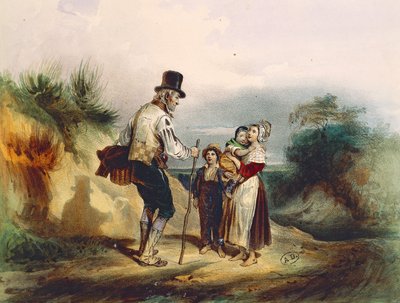 La scorciatoia, illustrazione di acquerello per I Miserabili da Ernest (after) Grenier