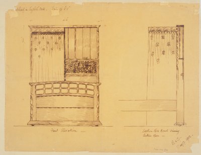 Progetto per un letto in quercia inglese, 1902 da Ernest Barnsley