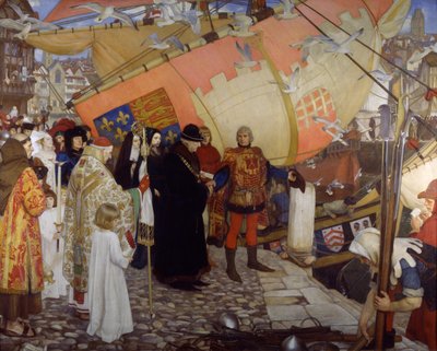 La partenza di John e Sebastian Cabot per il loro primo viaggio di scoperta da Ernest Board