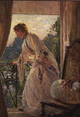 Sul balcone, un ritratto di Violet da Ernest Borough Johnson