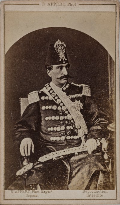 Ritratto di Nasser al-Din Shah Qajar, Shahanshah di Persia da Ernest Charles Appert