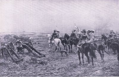 Il principe Rupert alla Battaglia di Marston, 2 luglio 1644, illustrazione da British Battles on Land and Sea, 1915 da Ernest Crofts