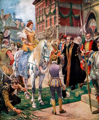 La regina Elisabetta apre la Royal Exchange nel 1570, c1920 da Ernest Crofts
