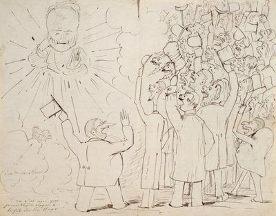 La Celebrazione per il Vecchio Hugo, caricatura di Victor Hugo (1802-85) da una lettera a Paul Verlaine, c.1880 da Ernest Delahaye