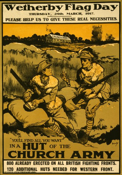 Poster per il Giorno della Bandiera di Wetherby, giovedì 29 marzo 1917, pub. 1917 da Ernest Hasseldine