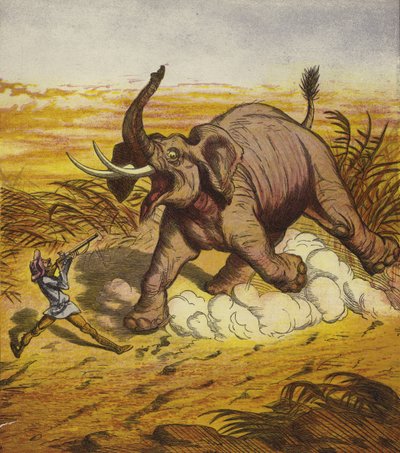 Jim Bold che caccia un elefante da Ernest Henry Griset