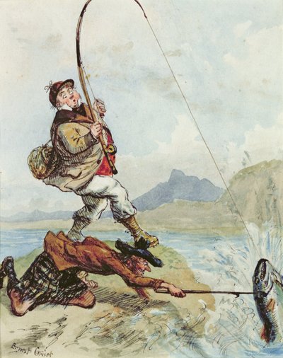 Il viaggio di vacanza del signor Lovejoy nelle Highlands per la pesca al salmone, da una serie di otto da Ernest Henry Griset