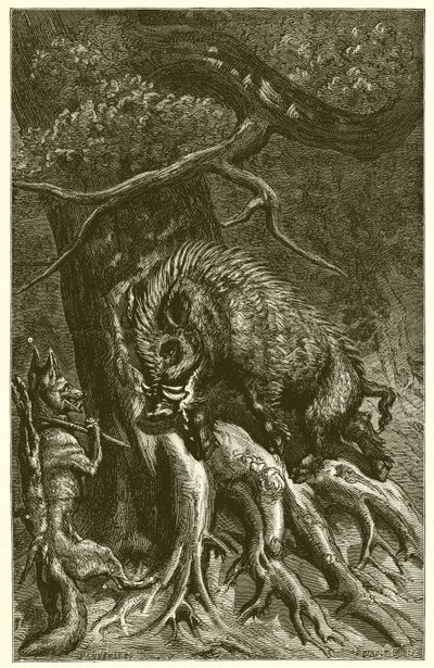 La volpe e il cinghiale da Ernest Henry Griset