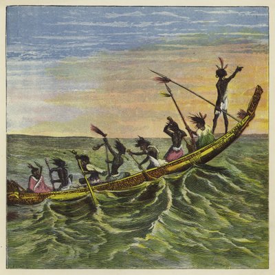 Il re degli Ashanti in mare nella sua canoa di stato da Ernest Henry Griset