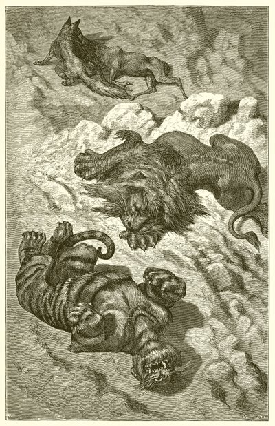 Il leone, la tigre e la volpe da Ernest Henry Griset